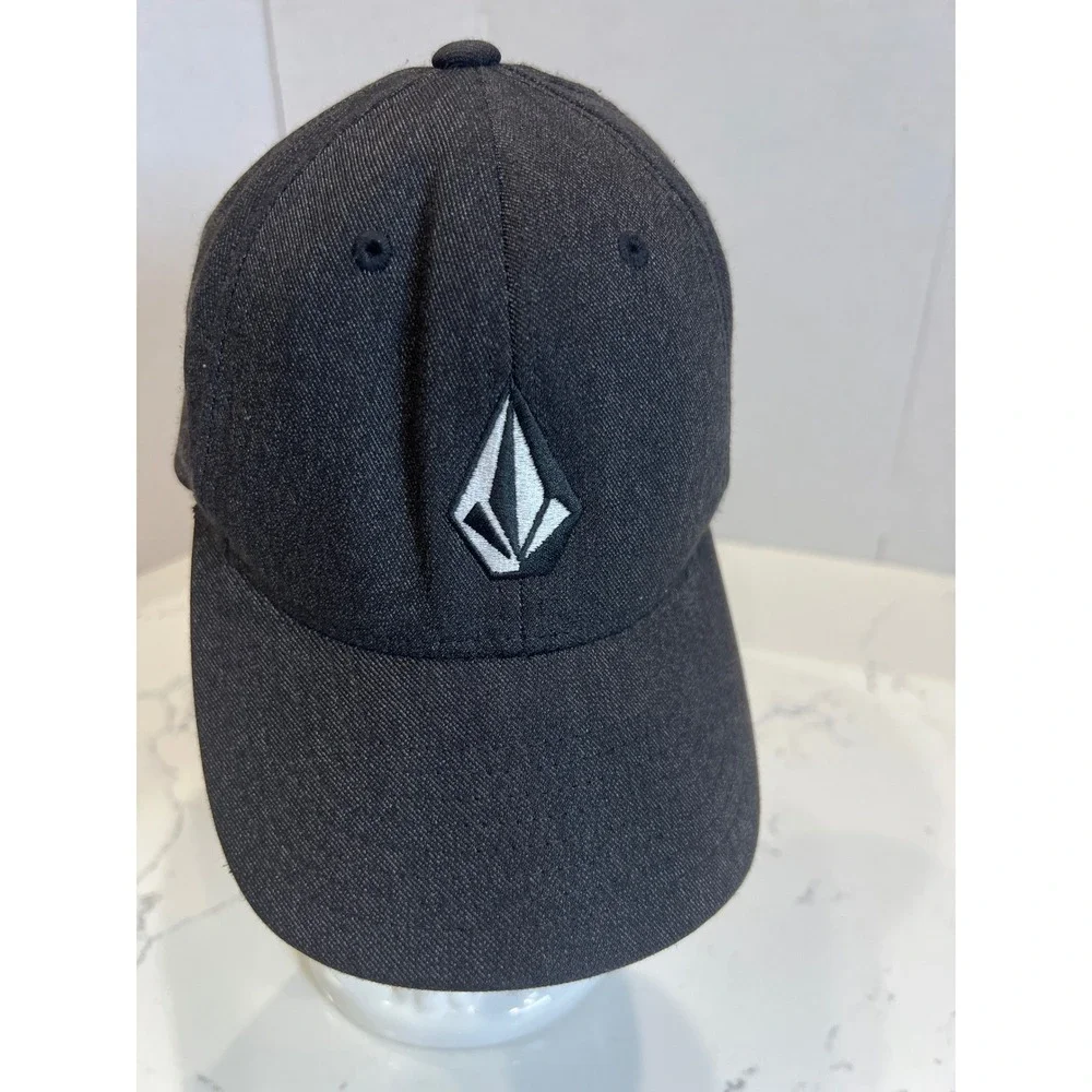 Volcom Fullstone Heather Youth Stretch Flexfit Hat Charcoal Grey Cap Logo